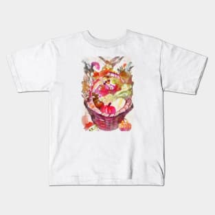 Fruits and vegetables in a basket digital art Kids T-Shirt